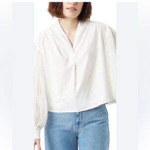Sam Edelman White Blouse with Sheer Sleeves